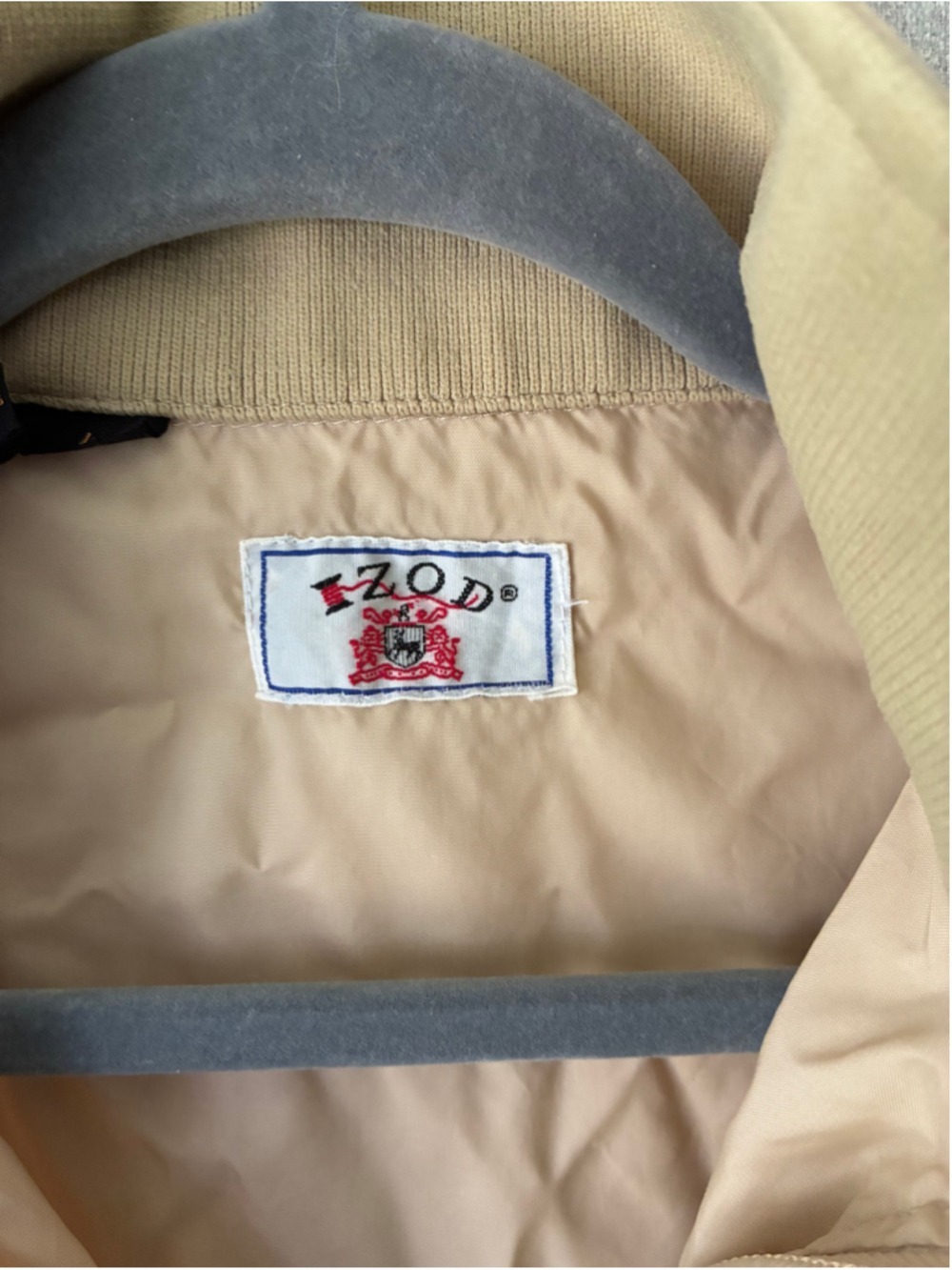 Izod Windbreaker Jacket Beige Large Nylon 80s 90s - Picture 3 of 7